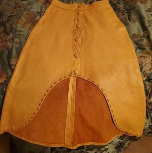 1970s vintage whipstich leather skirt by  Colorado Trading Company ,ca
